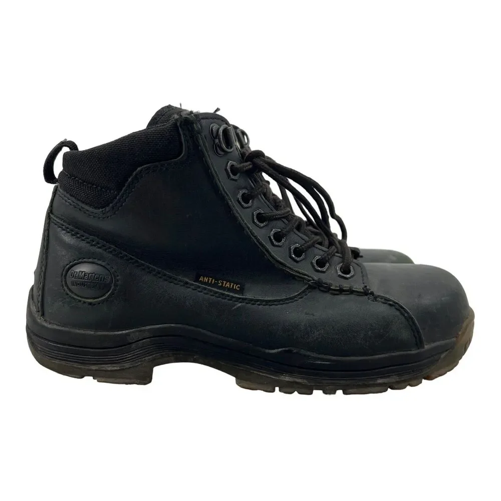 Dr Martens Men 8 Boots Black Industrial Steel Toe Safety Slip Resistant Work